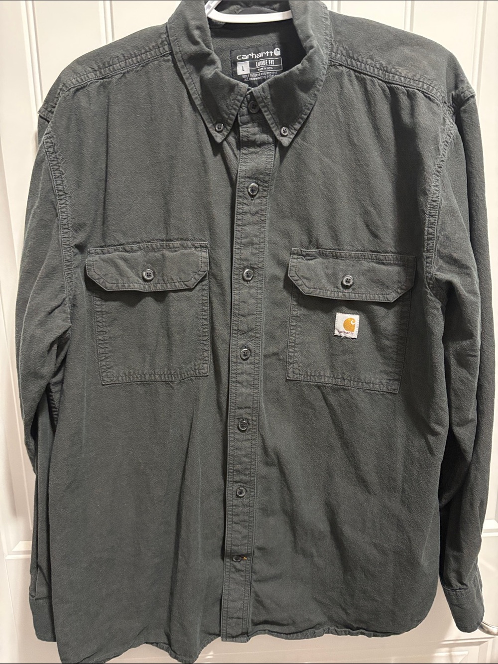 Carhartt Men’s L Loose Fit Workwear Button Down Shirt Gray
